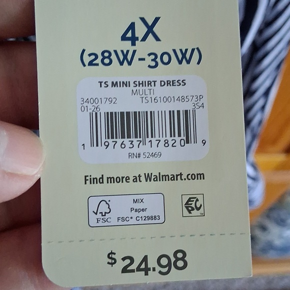 NWT Terra & Sky Navy White Stripe Print Mini Shirt Dress Size 4X - Picture 7 of 12